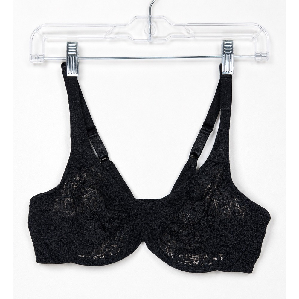 Wacoal Black Retro Chic Lace Underwire Bra 38C Full Figure 65547 Support Bra